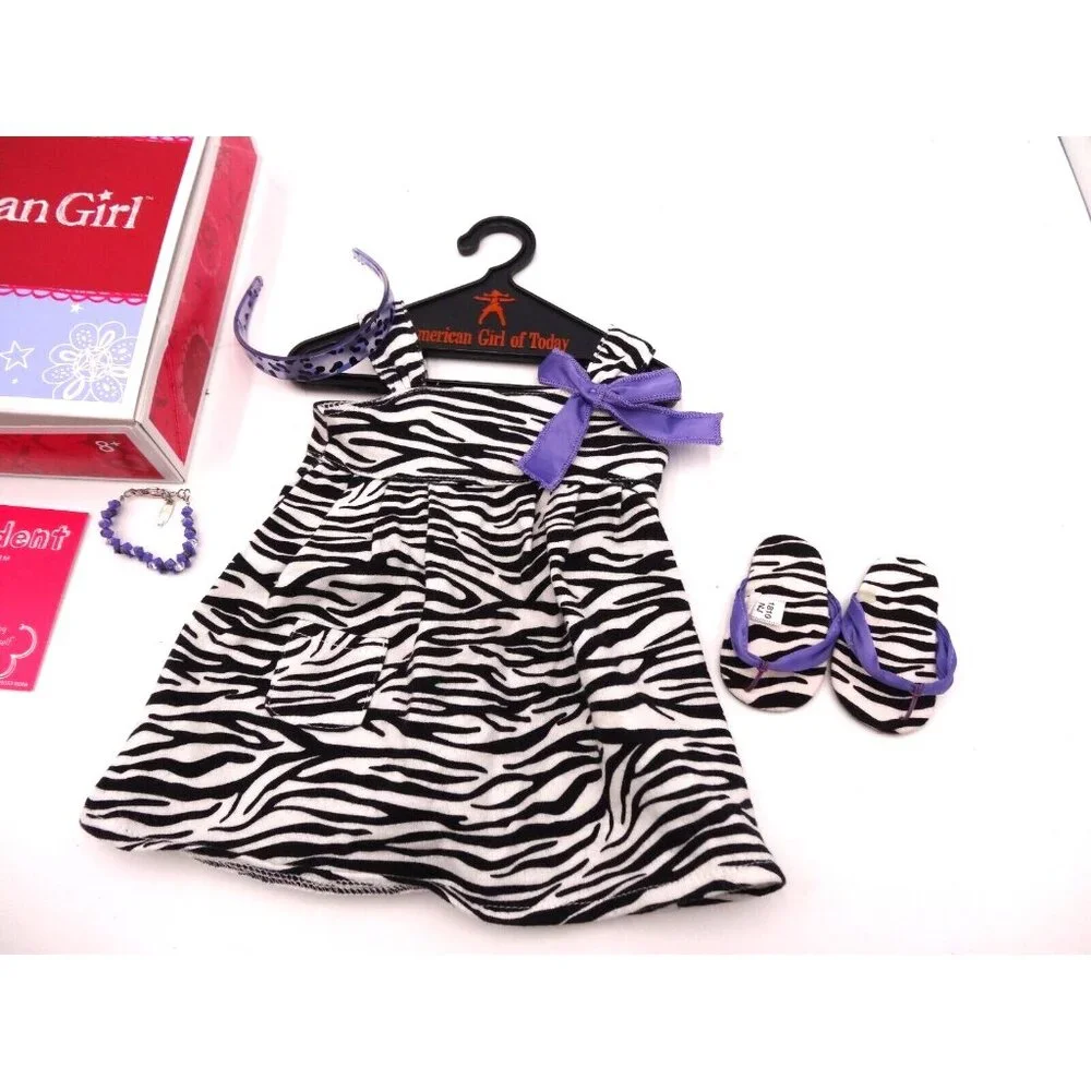 American Girl SAFARI SUNDRESS RETIRED NEW In Box Dress Charm Hanger Sandals Head